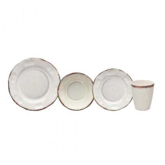 Vajilla 16 Piezas Craquelè Melamina Beige Beige