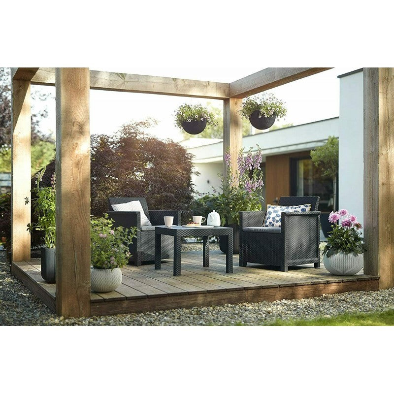 Keter Conjunto 2 Sillones + Mesa Centro Abierta EMMA BALCONY Grafito