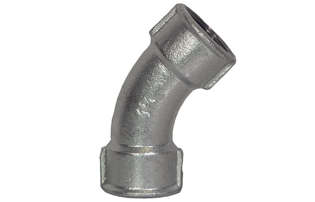Codo largo galvanizado 45° 4"