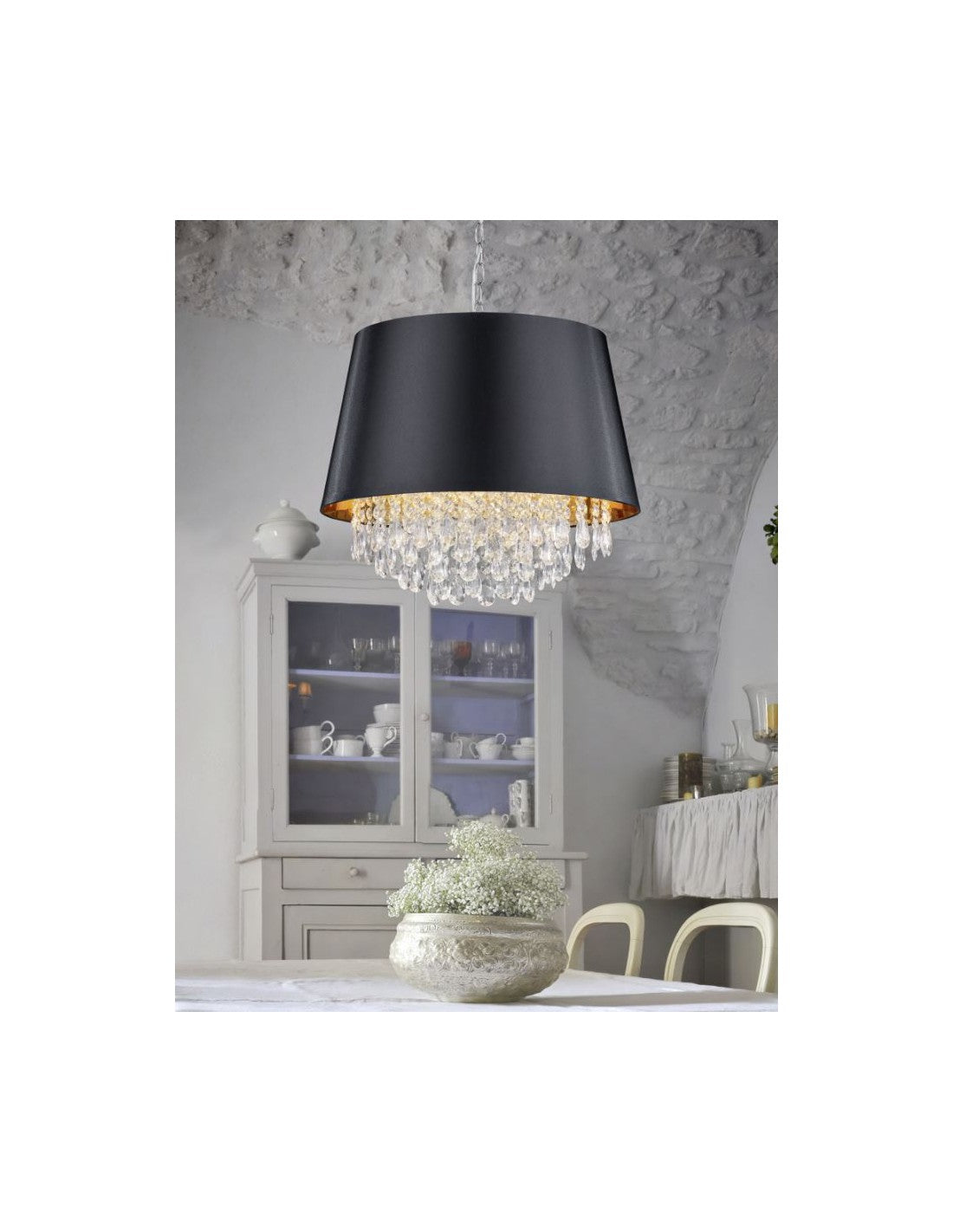Loreley Colgante de suspensión de 3 luces en oro negro y colgantes decorativos con iluminación en trío