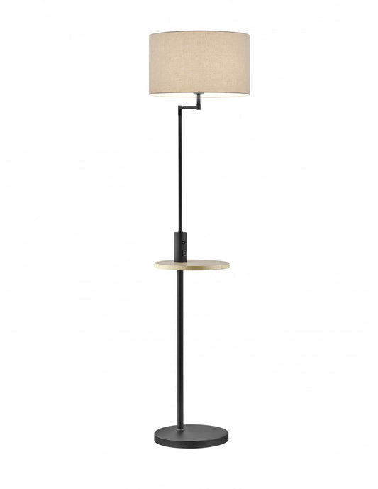 Lámpara de pie moderna negra Claas con estante y puerto USB Trio Lighting