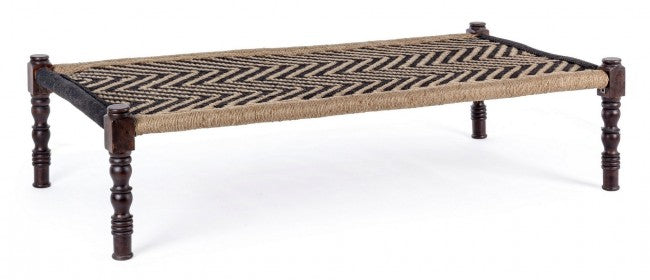 KHAT TAMIL Banco étnico de madera negra 176x86x h46 cm