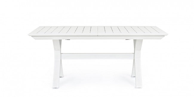Mesa de jardín extensible Kenyon blanca 180-240 x 100 cm