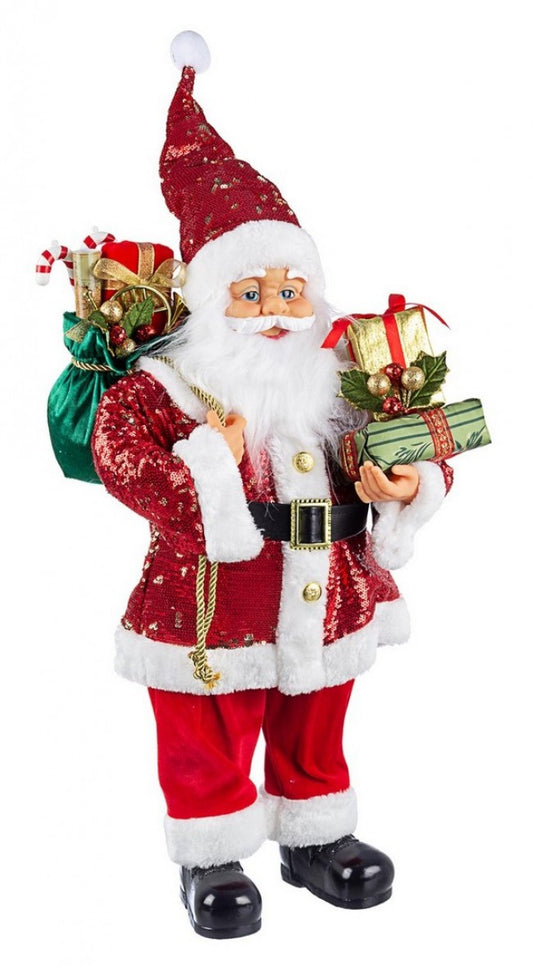 2x Soporte de lentejuelas de Papá Noel rojo L