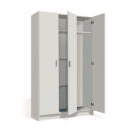 Armario multiusos con porta escobas de 3 puertas.
