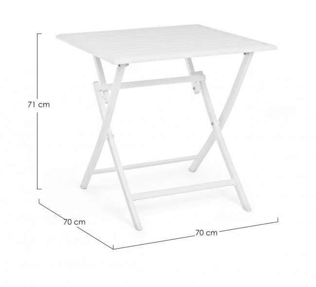 Mesa exterior plegable de aluminio ELIN blanco 70x70x h71 cm
