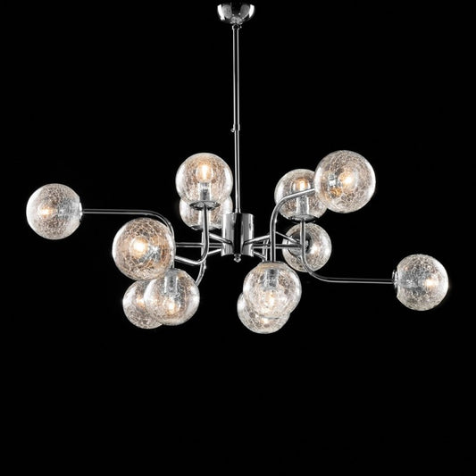 Araña moderna de hierro cromado pulido, 12 luces, 105 cm
