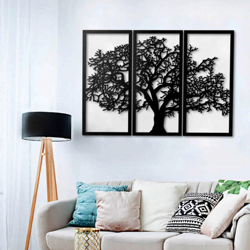 Decoración de pared moderna con cuadro de árbol negro.