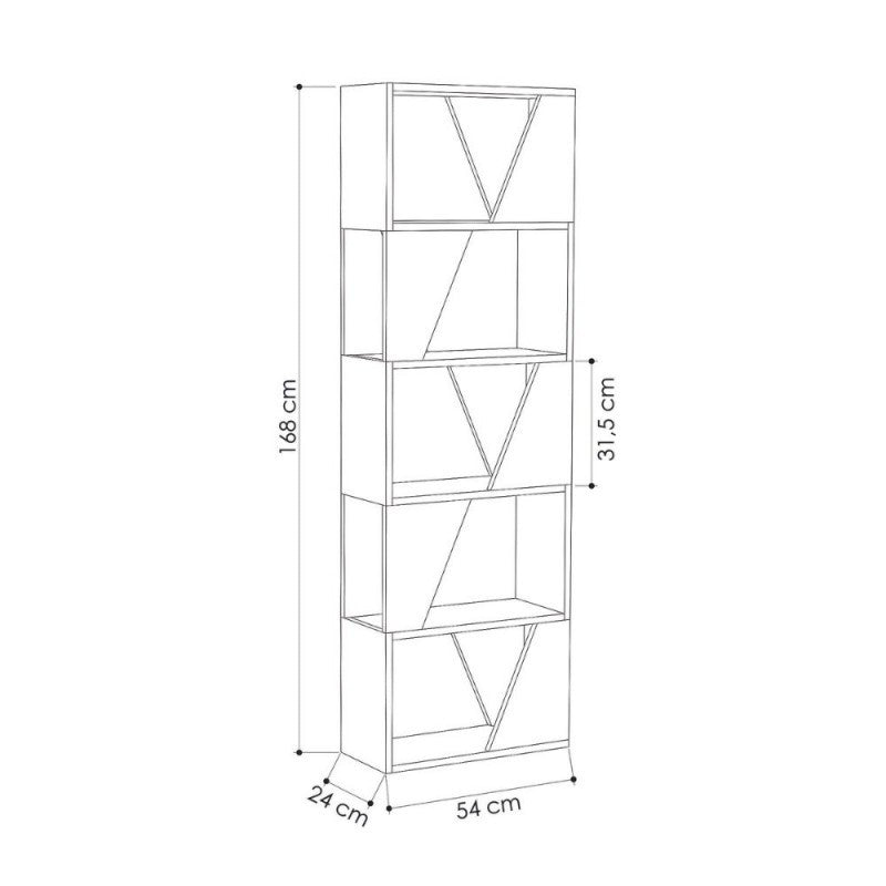 Librería blanca 5 estantes Estructura 54x24xh.168 cm