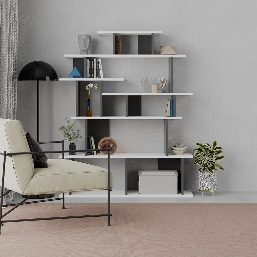 Librería de diseño Apollon blanco antracita