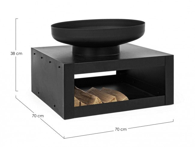 Brasero con soporte de madera negra Muebles de jardín Efesto