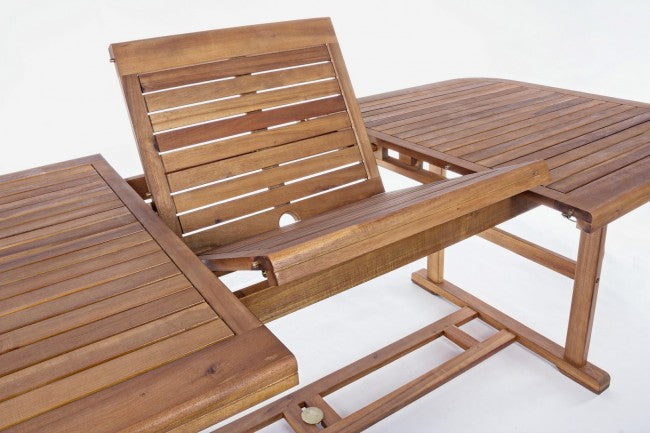 Mesa de exterior extensible Noemí de madera 180-240x100x h 74cm