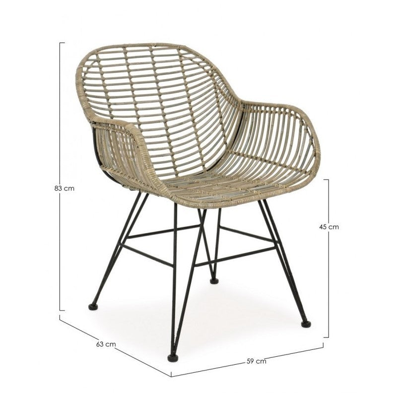 Silla Raquel con reposabrazos en fibras naturales