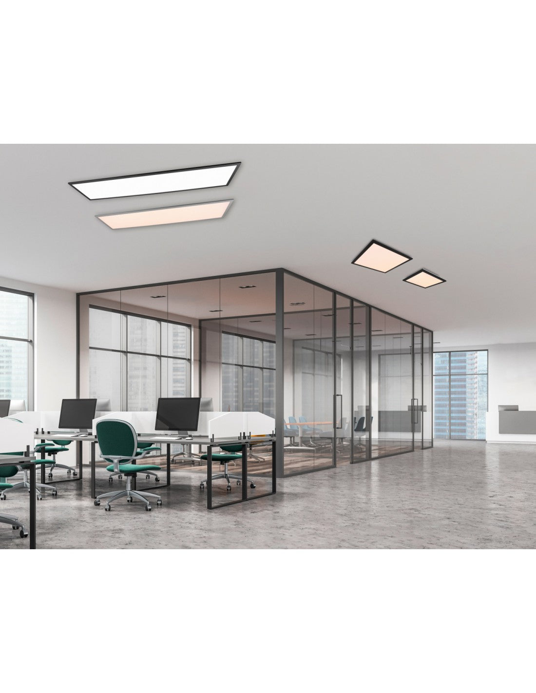 Lámpara de techo LED rectangular moderna Gamma Black Trio Lighting