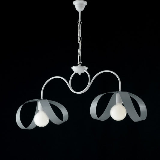Lámpara colgante moderna de hierro gris blanco con dos luces 82x h35 cm