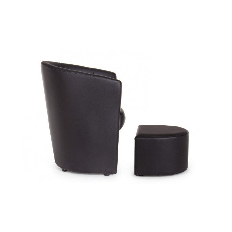 Sillón de piel sintética con puf extraíble Negro RITA 64,5x 59,5x h78 cm