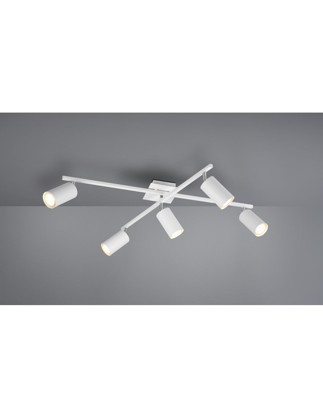 Lámpara de techo 5 focos cilíndricos regulables Marley White Trio Lighting