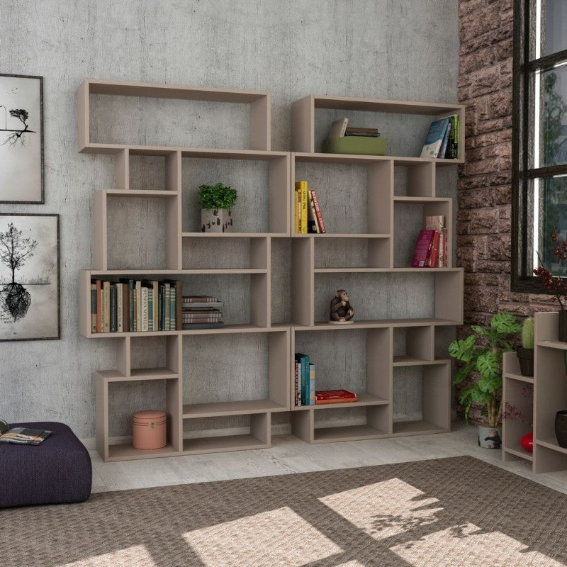 Libreria orizzontale bifacciale tortora Karmato   80,6x29,6xh.191 cm