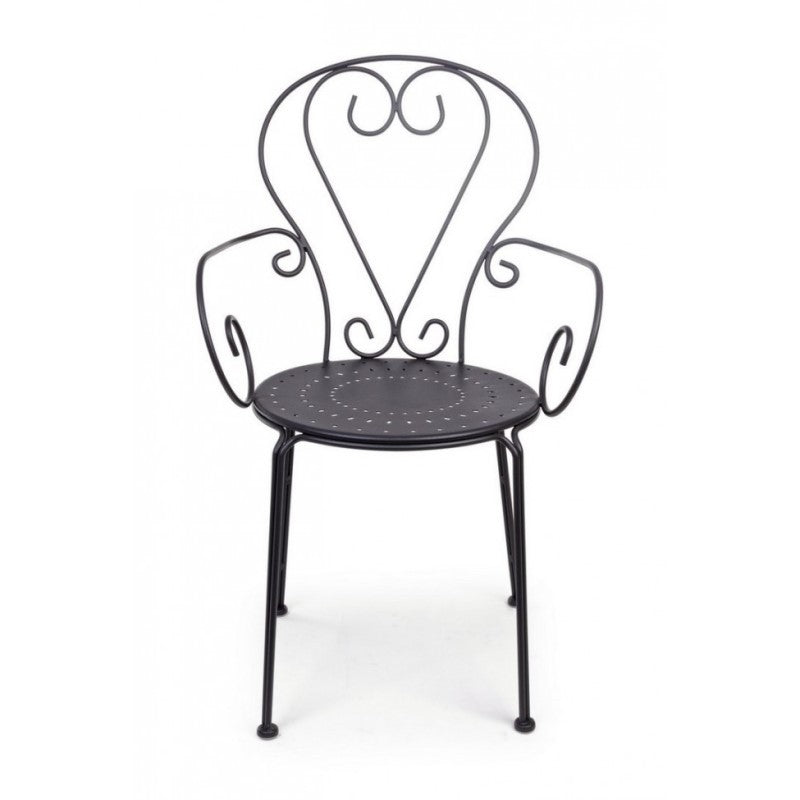 Silla De Jardín Con Reposabrazos En Acero Antracita Etienne 49X49X H89 Cm