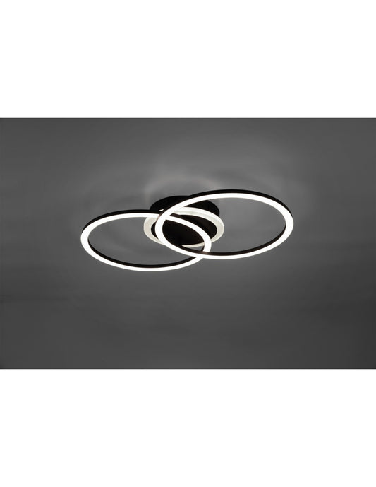 Venida Plafón LED Doble Círculo Negro 25w Regulable L50 cm Trio Lighting