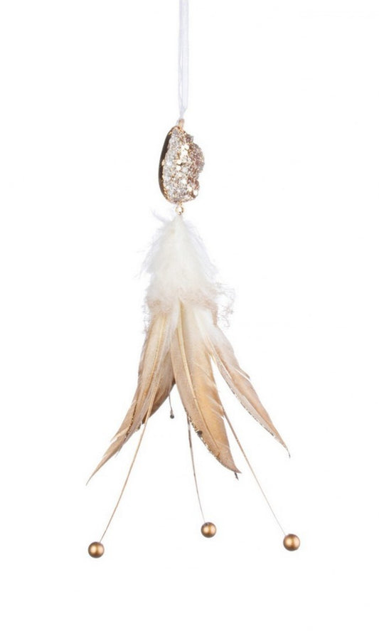 8x Colgante de plumas C-Perla Champán Alt.20