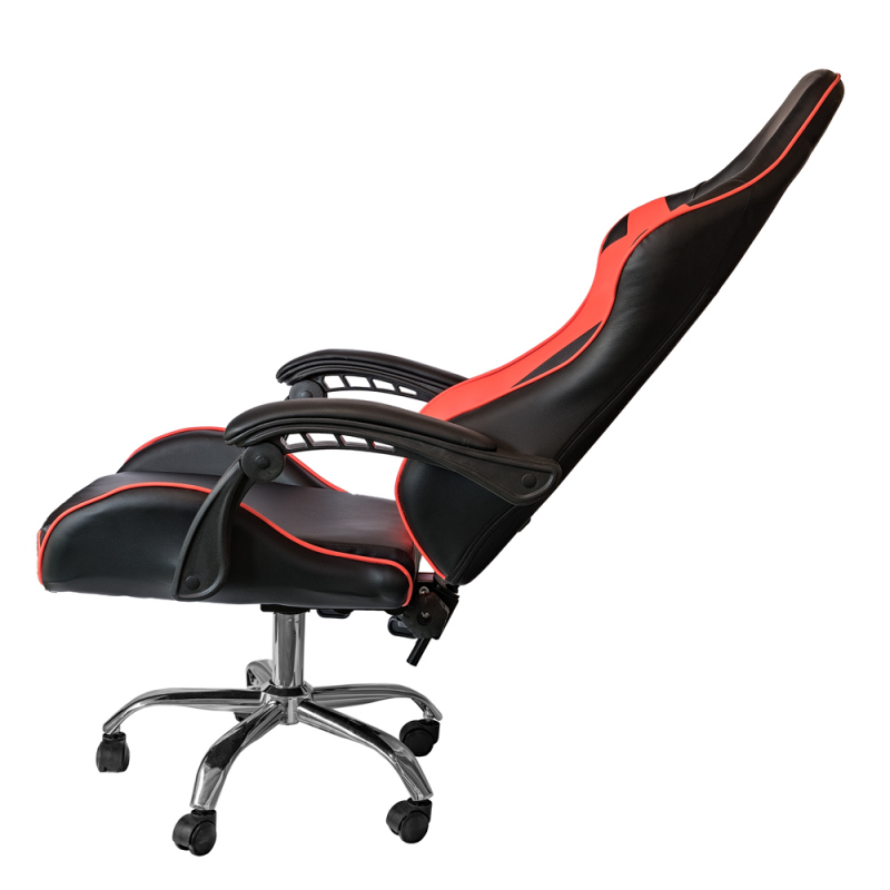 Silla gaming de oficina reclinable de ecopiel Rojo y Negro 64x53x h123-133 cm