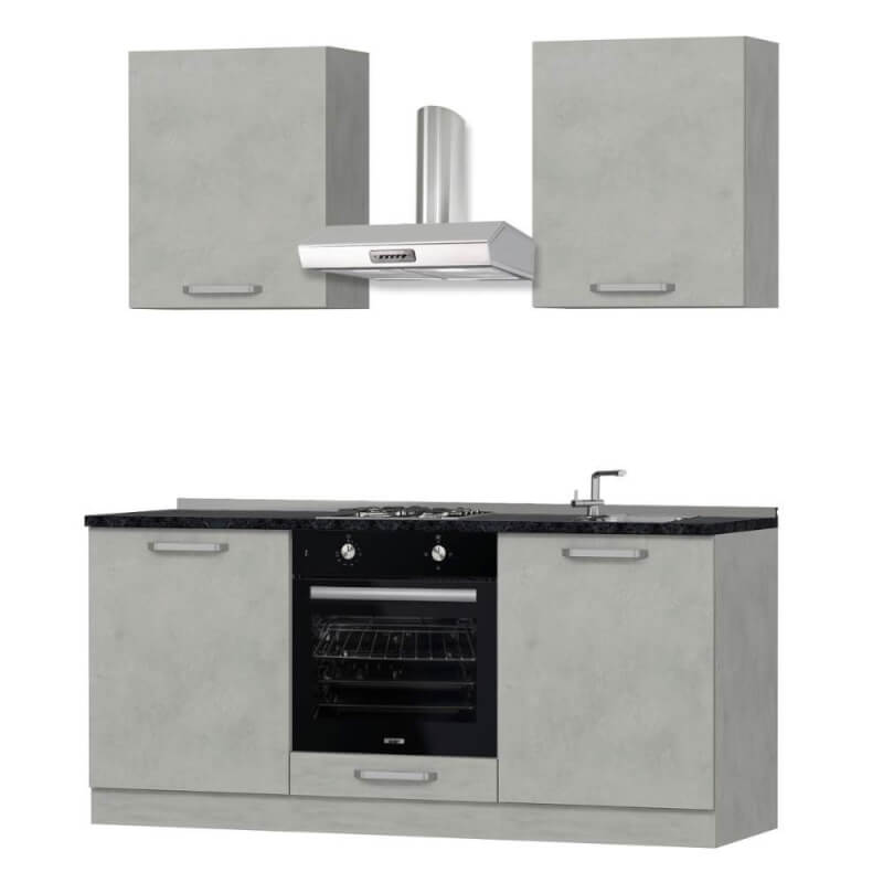 Cocina de hormigón Krant 180cm con electrodomésticos.