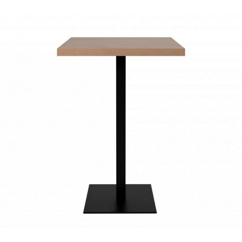 Mesa alta cuadrada 105 cm tapa de roble y base negra Cantidad 70x70xh.105 cm