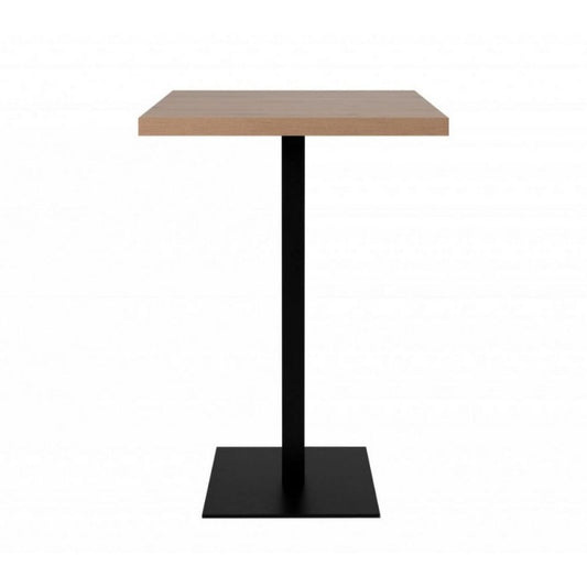 Mesa alta cuadrada 105 cm tapa de roble y base negra Cantidad 70x70xh.105 cm
