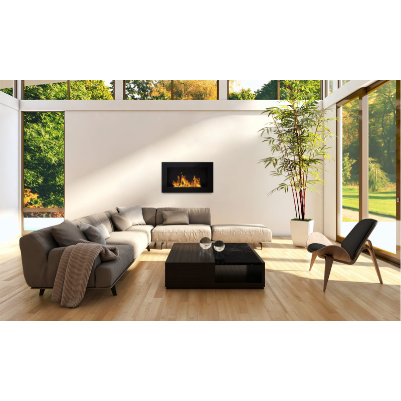 Chimenea de bioetanol empotrada o de pared Pisa Nero L 65 x P 12 x H 40