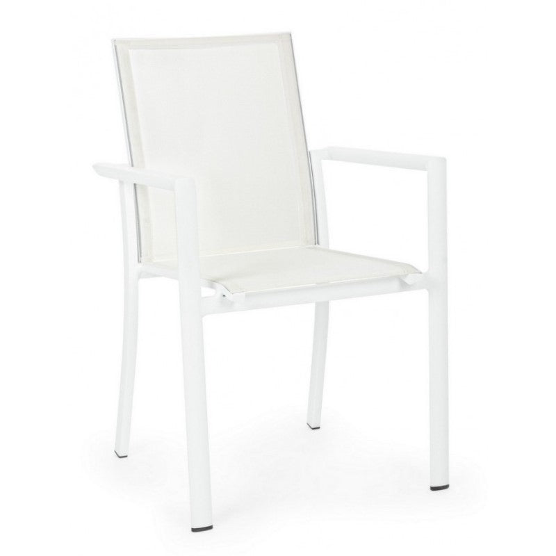 Silla Konnor aluminio blanco con reposabrazos