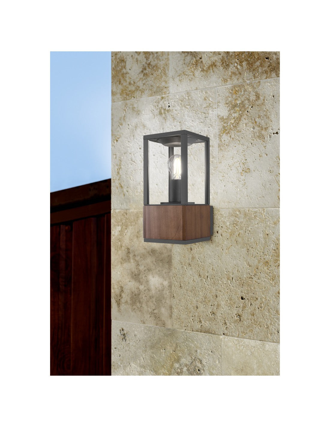 Garonne Aplique Exterior IP44 1xE27 Madera Trio Lighting