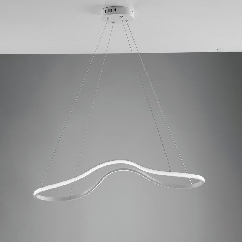 Araña integrada LED blanca de metal y aluminio 74x31x h150 cm