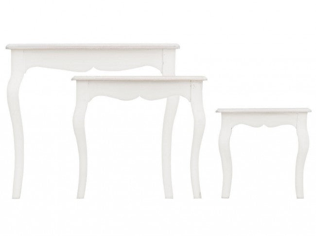 Conjunto clásico de 3 mesas de centro Clorine en madera.