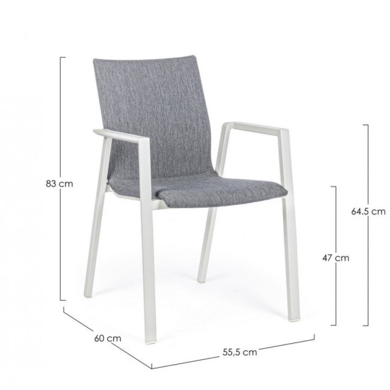 Silla de jardín apilable de exterior gris blanco