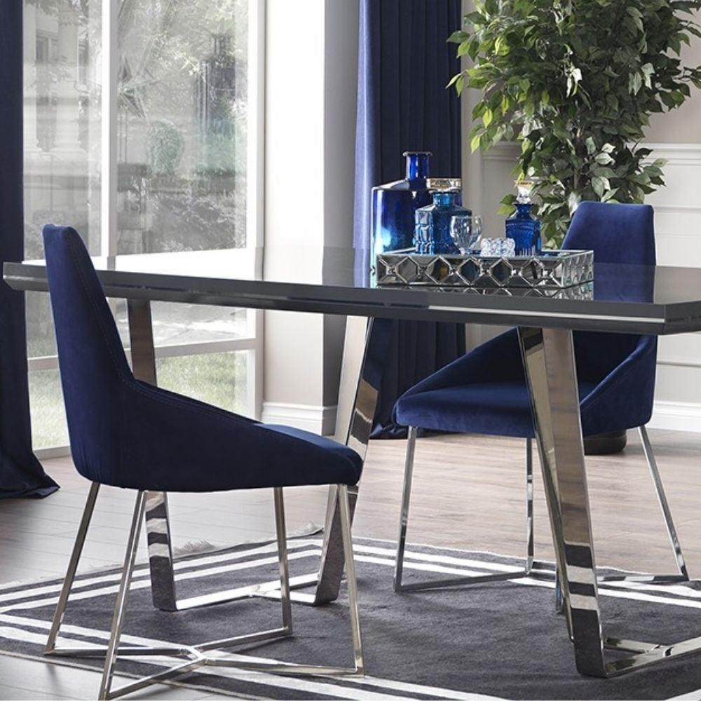 Silla Enzio de tela azul parlamento