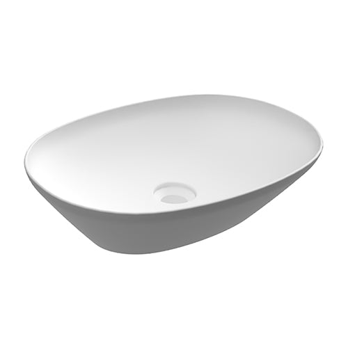 Lavabo sobre encimera ovalado sin agujero - 50x36 cm, blanco