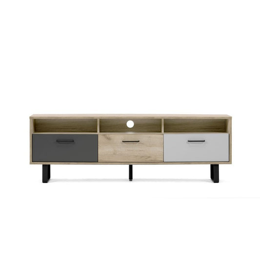 Base Porta TV con 3 ante a ribalta colore rovere e grigio 160x35xh.53 cm EFFEZ