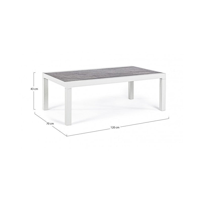 KLEDI LUNAR Mesa de centro exterior aluminio blanco 120x70x h43 cm