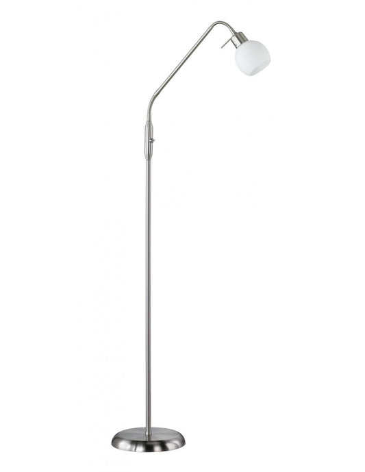 Freddy Spot Lámpara de Pie Led Níquel Vidrio Opal H150 cm Trio Lighting