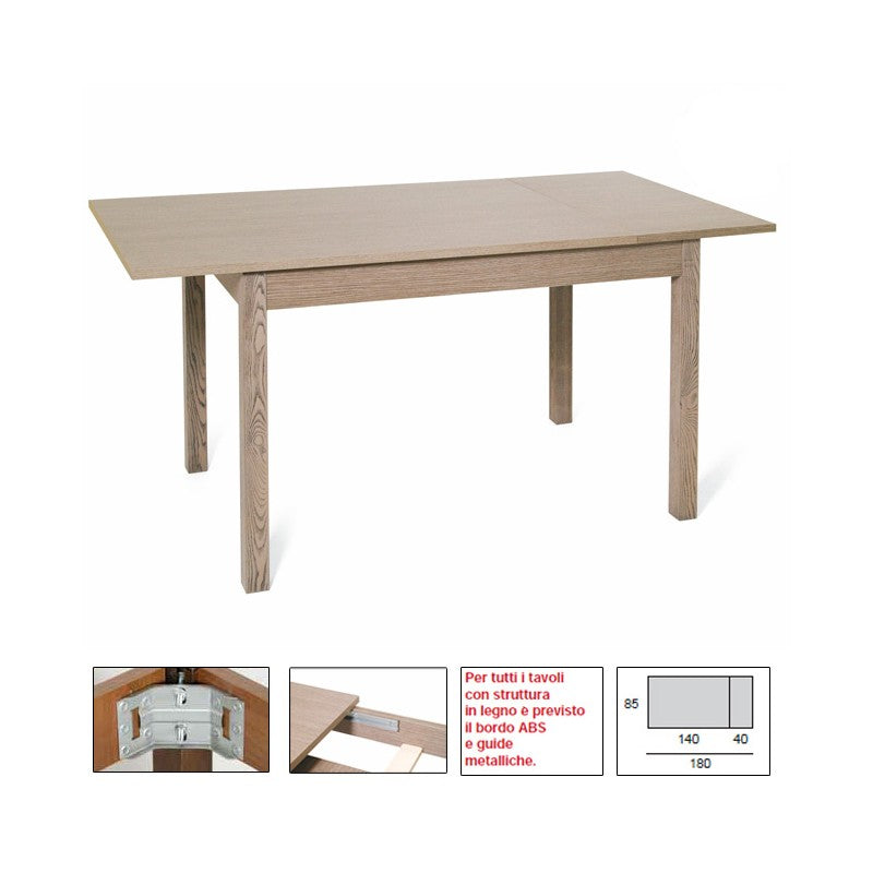Mesa de comedor extensible color olmo en madera de melamina 70x110-150 cm