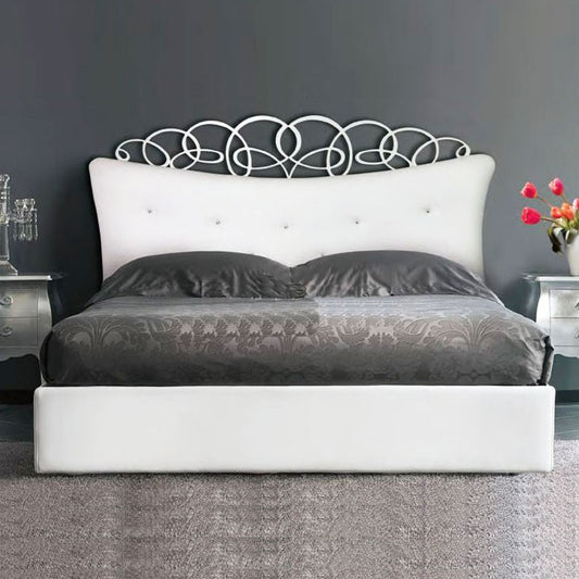 Cama doble contenedor con cabecero acolchado de ecopiel 180x200xh.155 cm