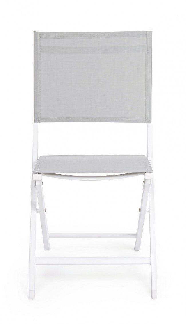 Silla De Exterior En Aluminio Gris Blanco Elin 47X57X H88 Cm