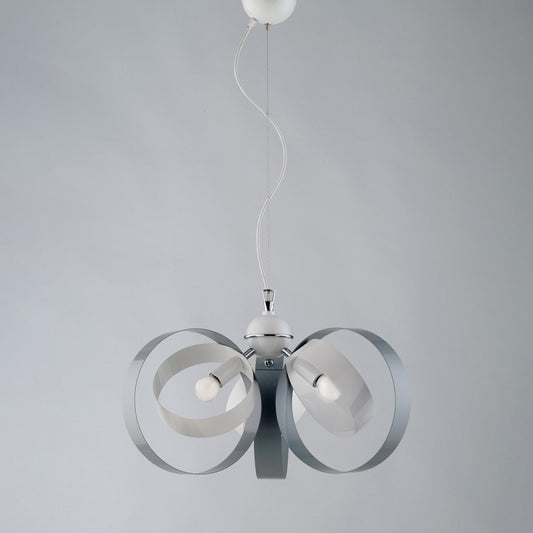 Lámpara colgante de hierro con tres luces, blanco gris 44x h26 cm