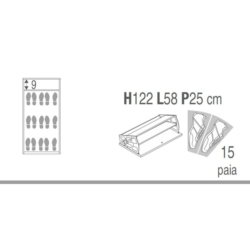 Zapatero delgado que ahorra espacio con tres puertas y un cajón en Blanco Óxido 63x29x h127 cm
