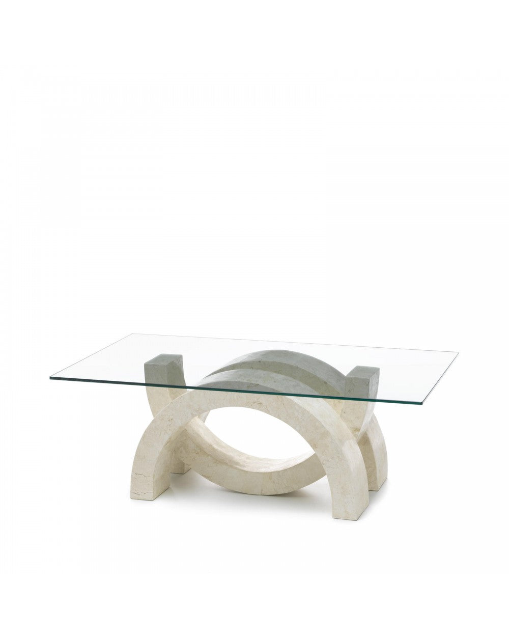 Mesa de centro beige transparente 70 cm x 120 cm Alt. 41 cm