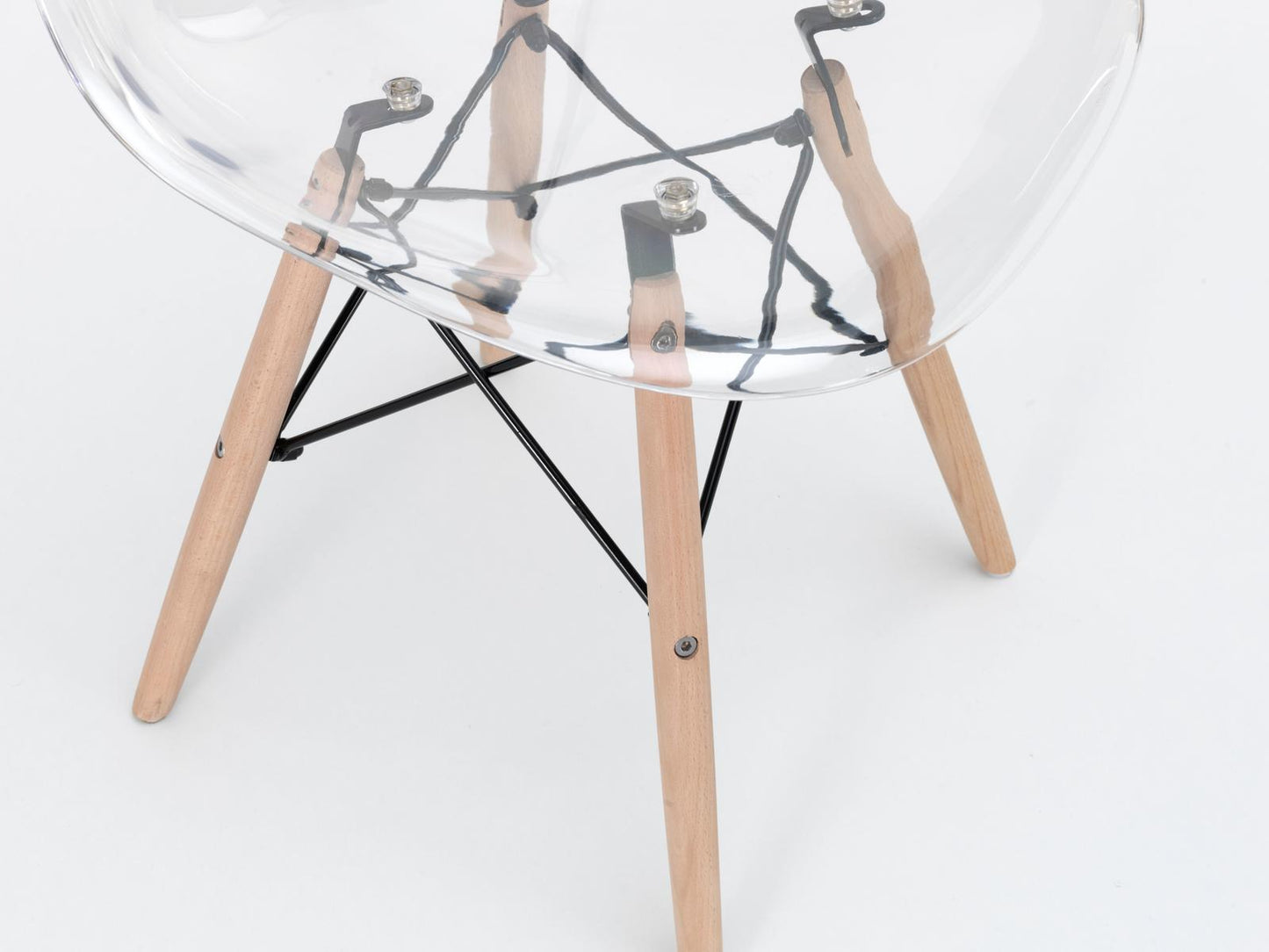 4x Silla de policarbonato y asiento de PVC blanco 47x46x82h cm