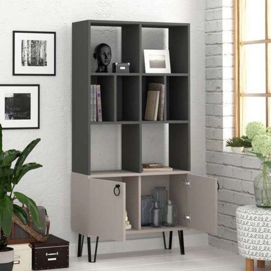 Librería Bene con puertas gris tórtola antracita