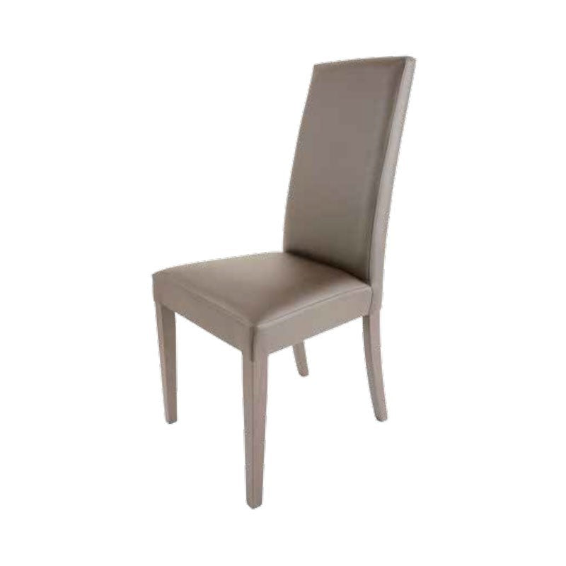 Silla de madera a juego tapizada en ecopiel gris tórtola 47x47xh.101 cm