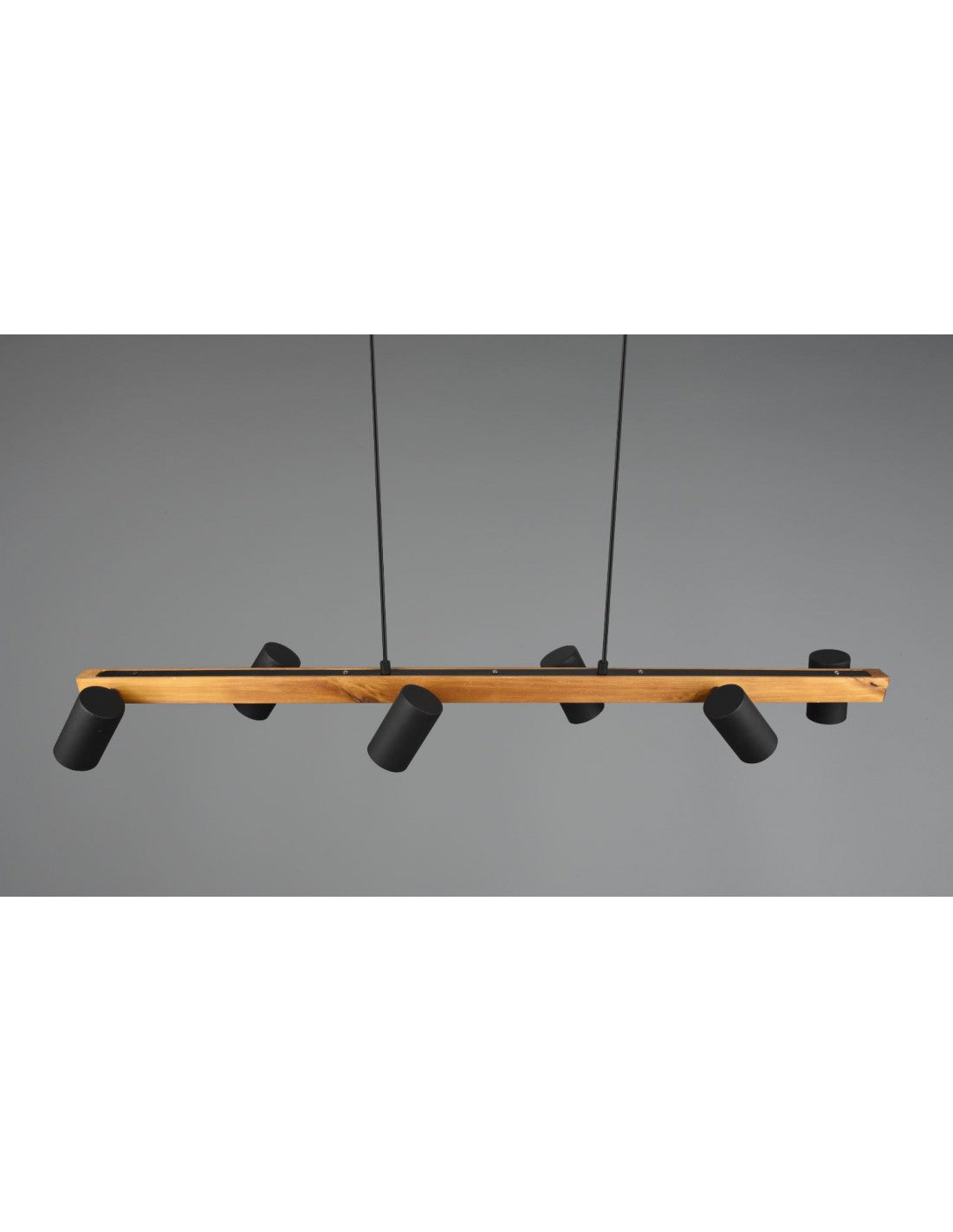 Lámpara de araña de isla de madera 6 puntos negros cilíndricos ajustables Marley Trio Lighting